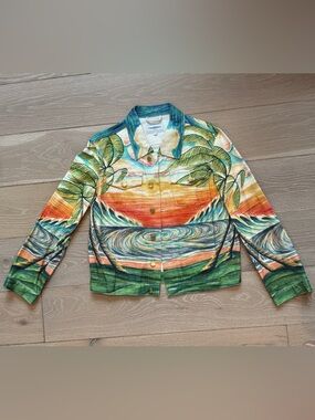 100% Authentic Casablanca Men's Huakai Printed Jean Jacket 2021